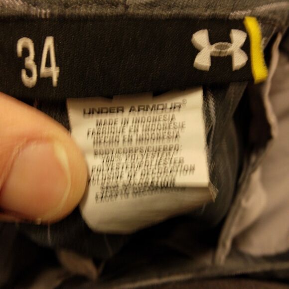 Under Armour shorts mens 34 gray striped flat front polyester golf 1236347 - Picture 7 of 9